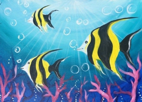 Подводный мир красками для детей