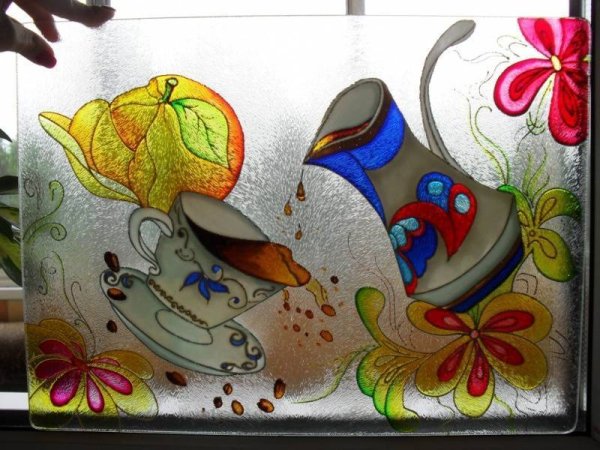 Рисование акрилом на стекле