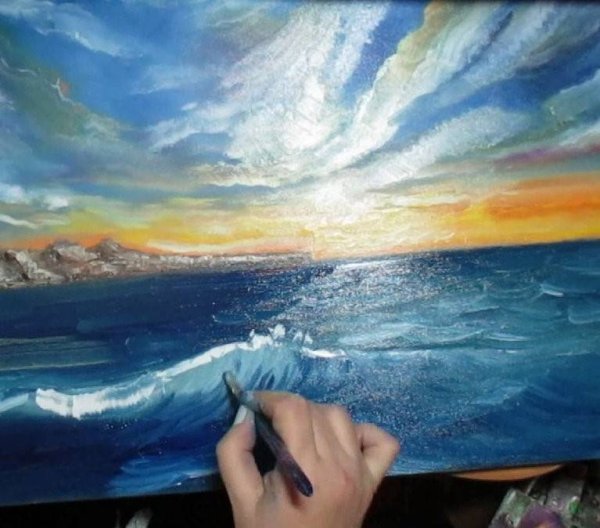 Море акрилом на холсте для начинающих