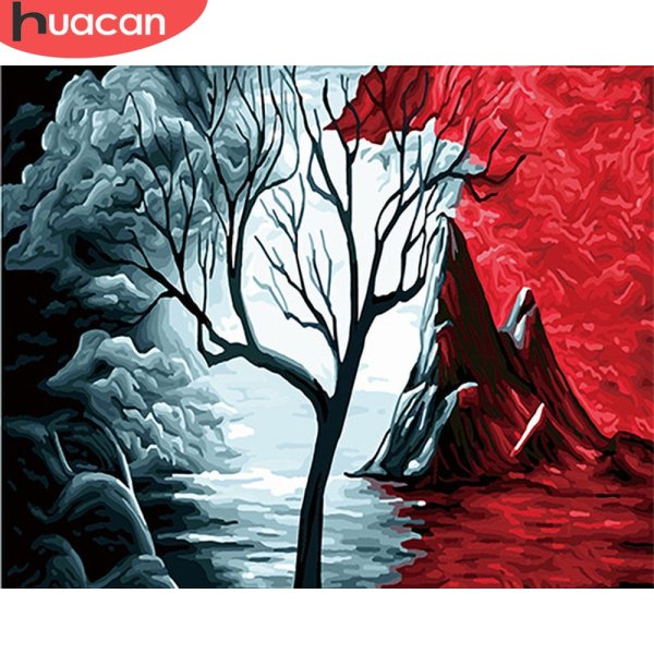 Дерево акриловыми красками на холсте