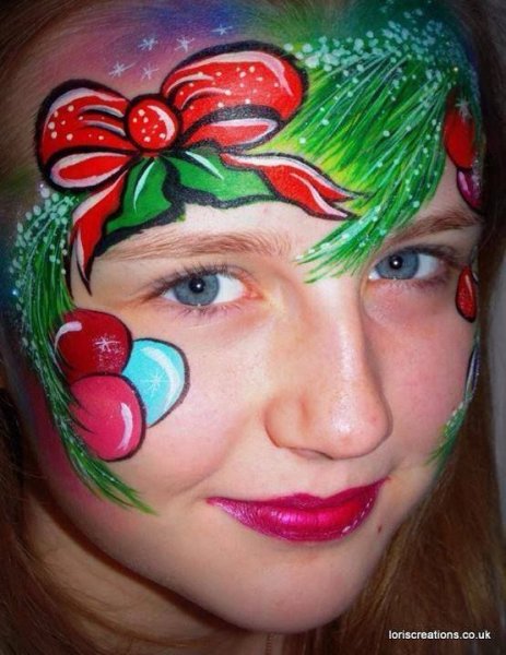 Грим на лицо на новый год