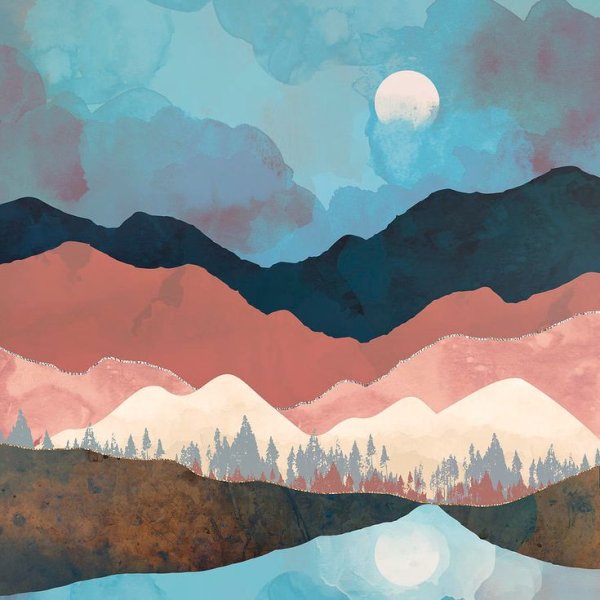 Стилизованный пейзаж гуашью