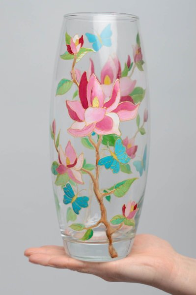 Расписные стеклянные вазы