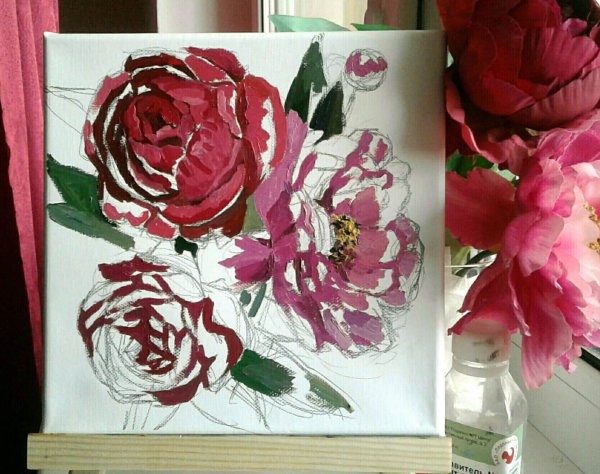 Уроки рисования пионы