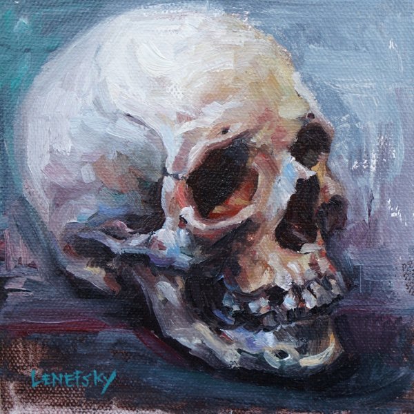 Череп гуашью