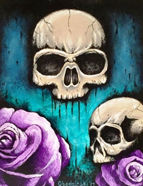 Череп цветными карандашами