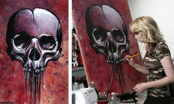 Череп красками