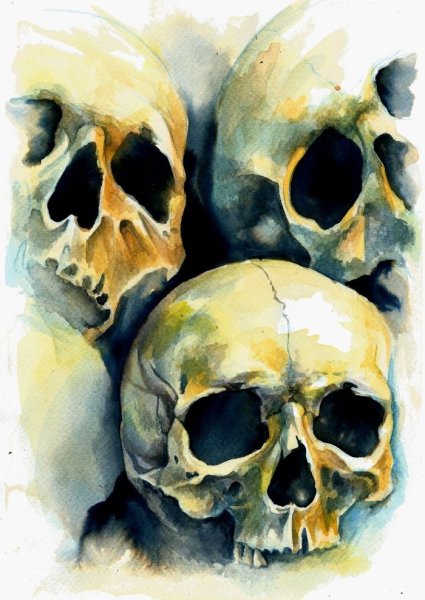 Череп гуашью