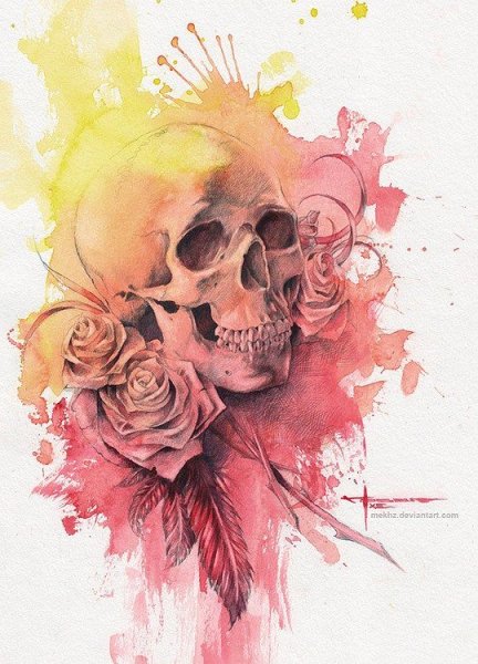 Череп красками