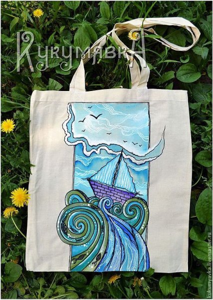Роспись по ткани сумки