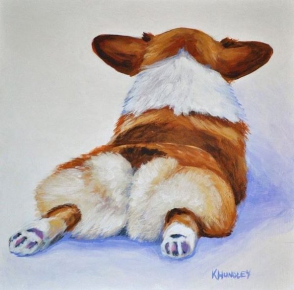 Вельш корги пемброк акварелью