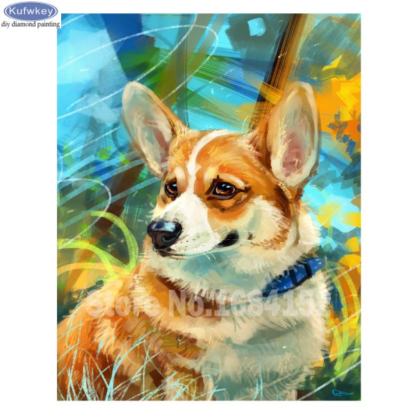 Алмазная живопись корги