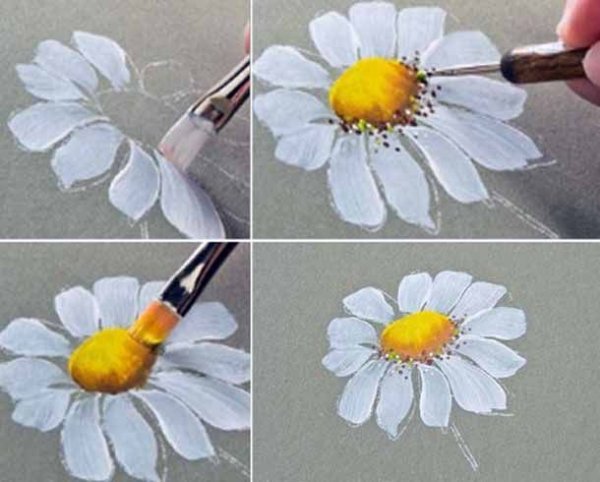 Цветы акриловыми красками пошагово