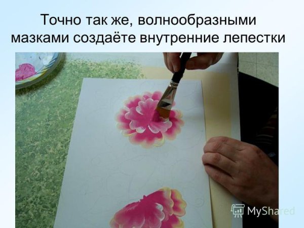 Цветы акрилом на бумаге