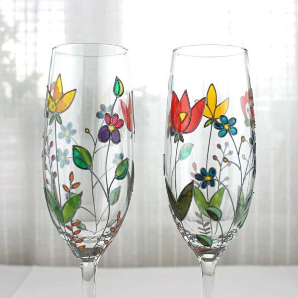 Трафареты для росписи бокалов витражными красками