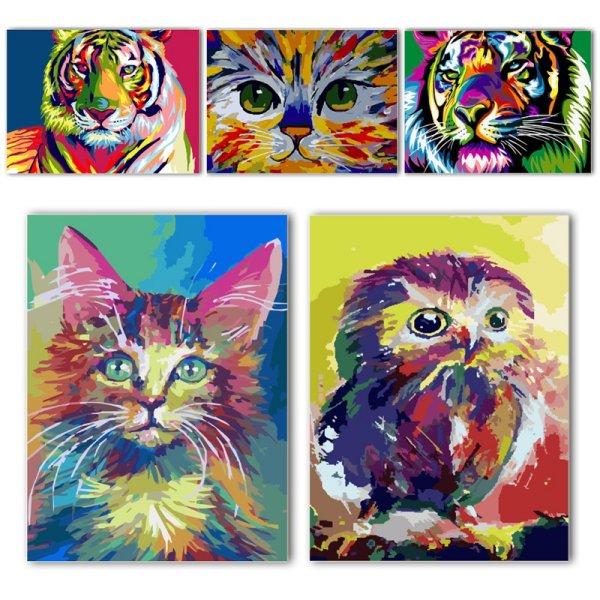 Кошки акрилом на холсте