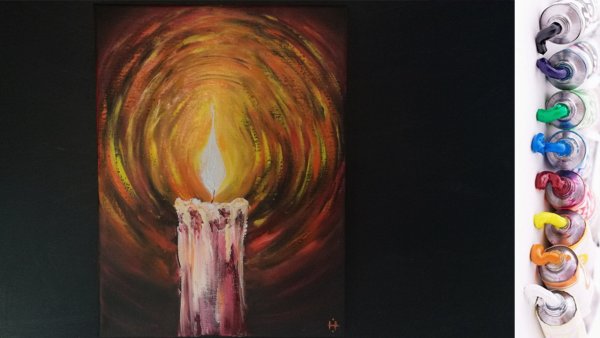 Рисуем свечу красками