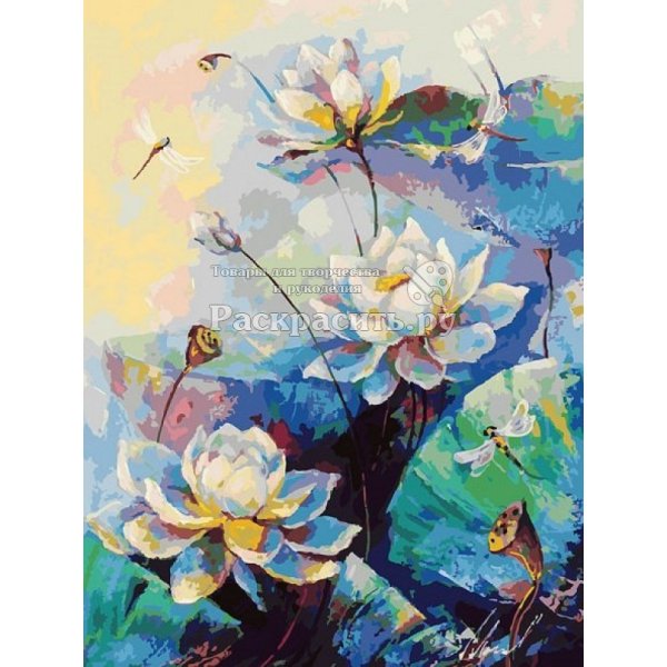 Цветы акрилом на холсте