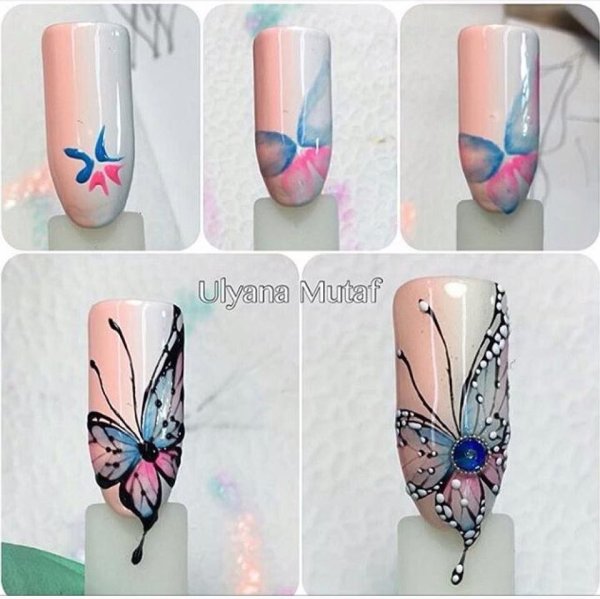 Пошаговое рисование на ногтях