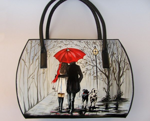 Сумки с ручной росписью черно белой