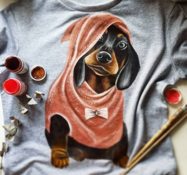 Такса рисунок акрилом