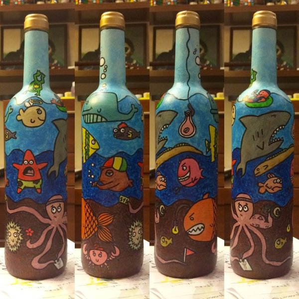 Роспись бутылок акриловыми красками