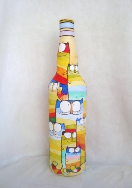 Рисование гуашью на бутылках