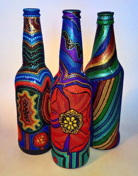 Бутылки акриловыми красками