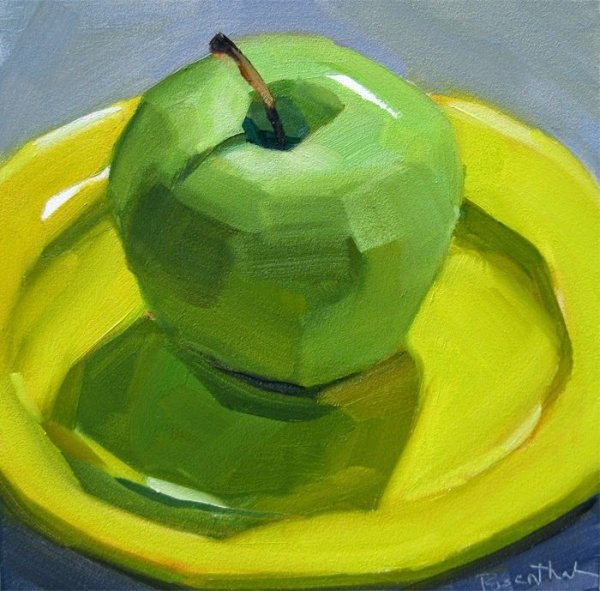 Яблоко красками для детей