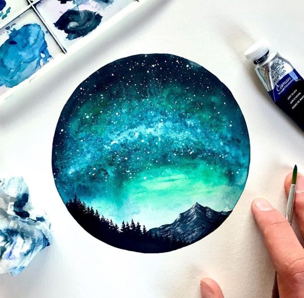 Рисование губкой космос