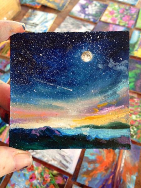 Рисование акриловыми красками космос