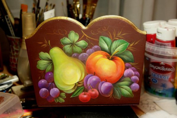 Урало Сибирская роспись фрукты на доске