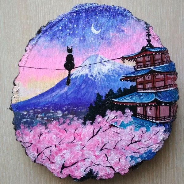 Рисование акрилом на дереве