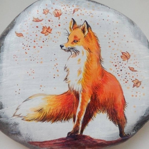 Лиса акриловыми красками