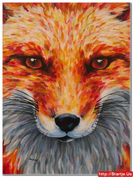 Лиса акриловыми красками