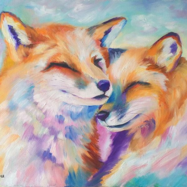 Лиса маслом на холсте