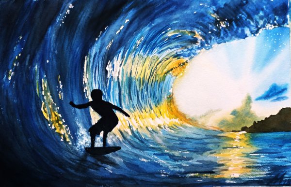 Волны гуашью