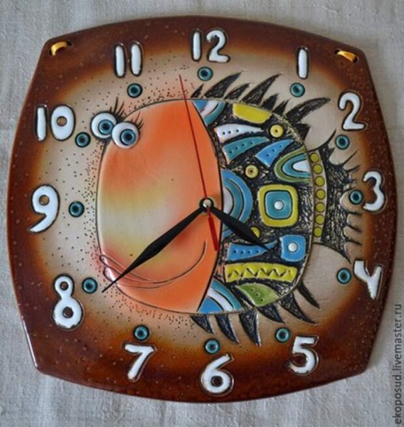 Часы из глины настенные