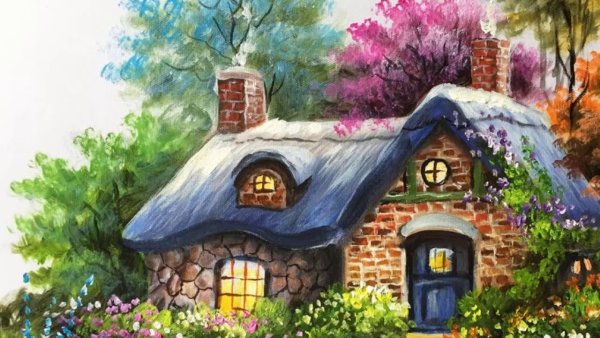 Домик красками