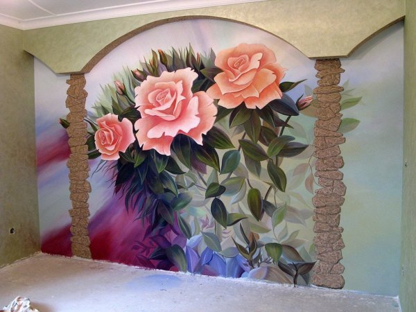 Ветка Сакуры на стене