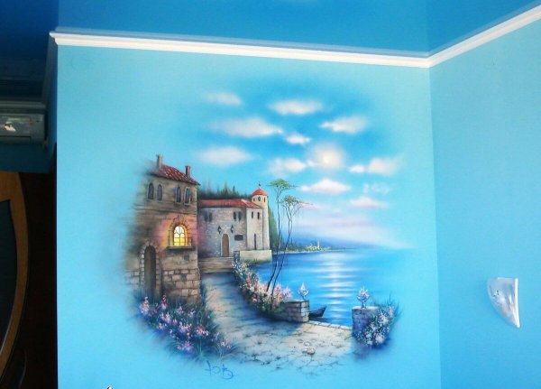 Роспись стен цветы акриловыми красками