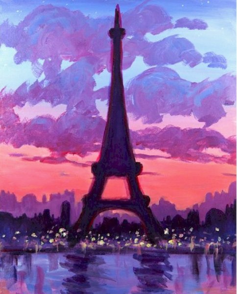 Париж эльфивая башня гуашью