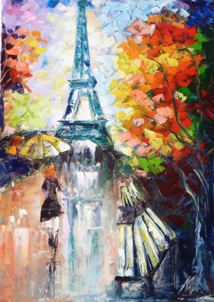 Леонид Афремов картины Эйфелева башня