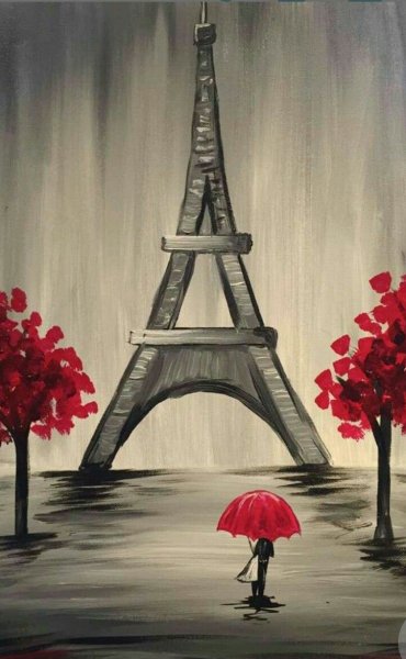 Париж эльфивая башня гуашью
