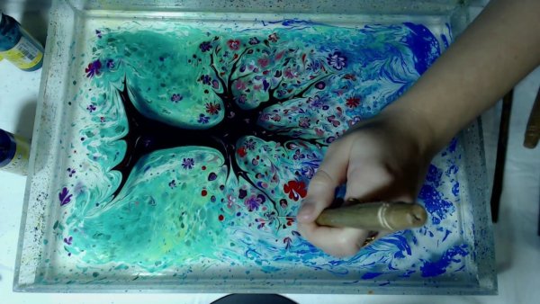 Рисование красками на воде техника эбру