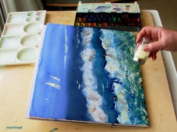 Море акрилом на бумаге