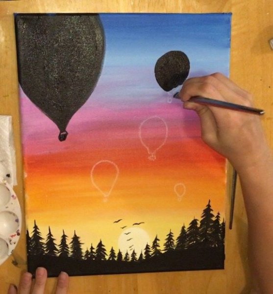 Воздушные шары гуашью