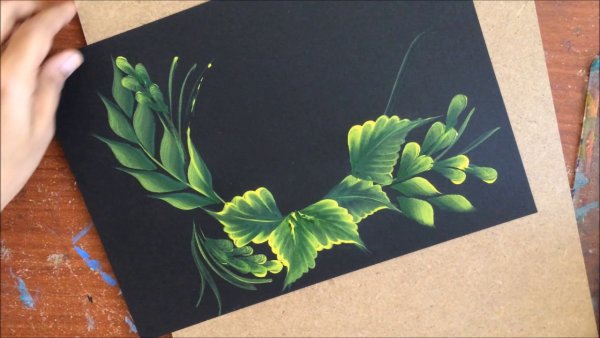 Листочки двойной мазок