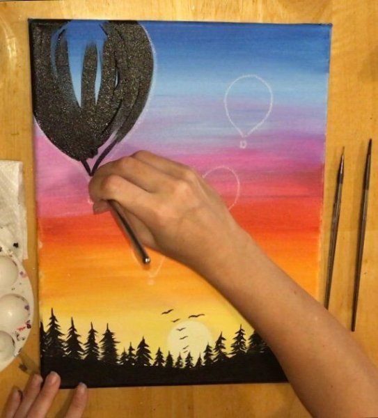 Воздушный шар акрилом для начинающих