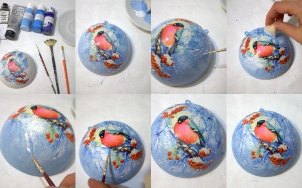 Роспись шара акриловыми красками